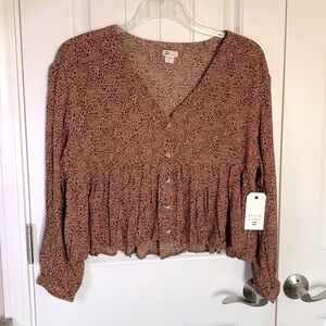 Billabong Easy Street Cheetah Cropped Swing Top Size Medium NWT